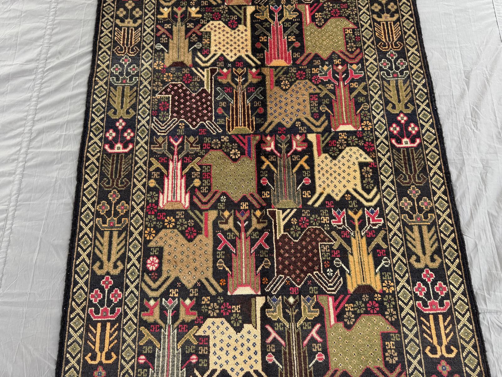 Handmade Traditional Afghan Balochi Rug 204 CM x 105 SK#1477
