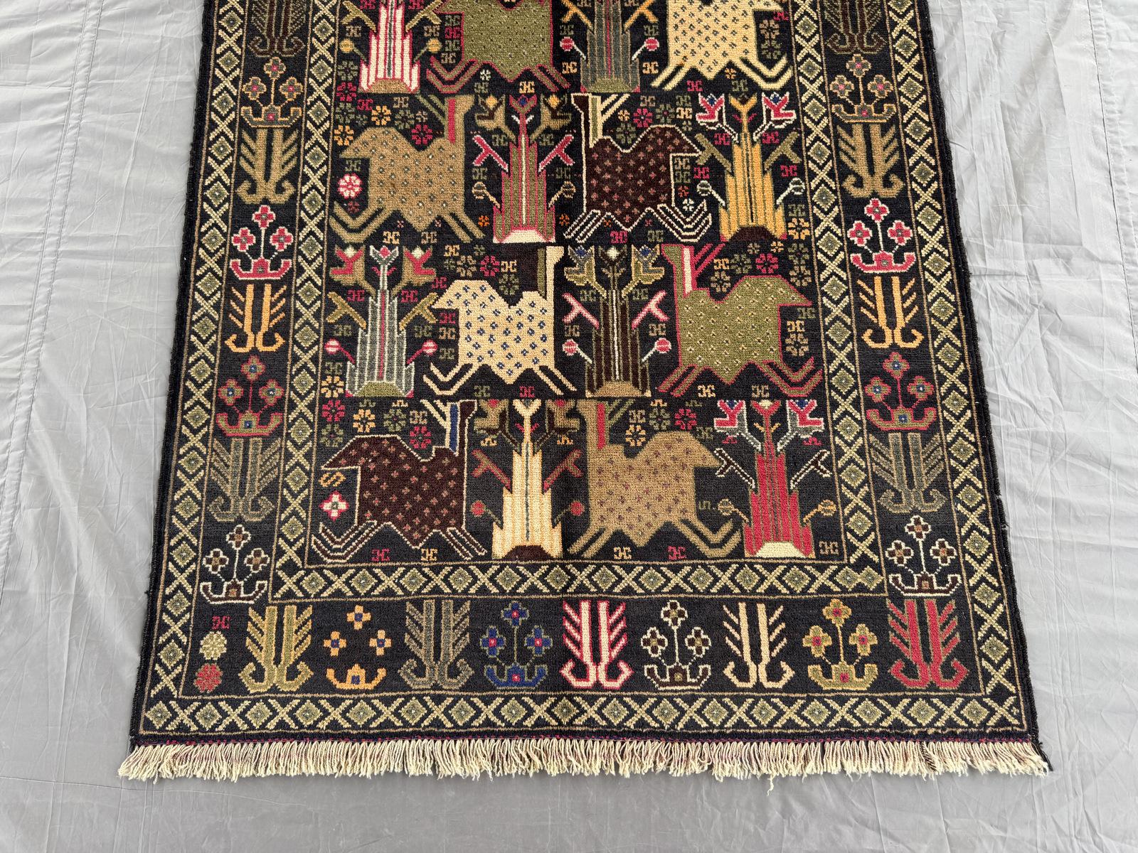 Handmade Traditional Afghan Balochi Rug 204 CM x 105 SK#1477