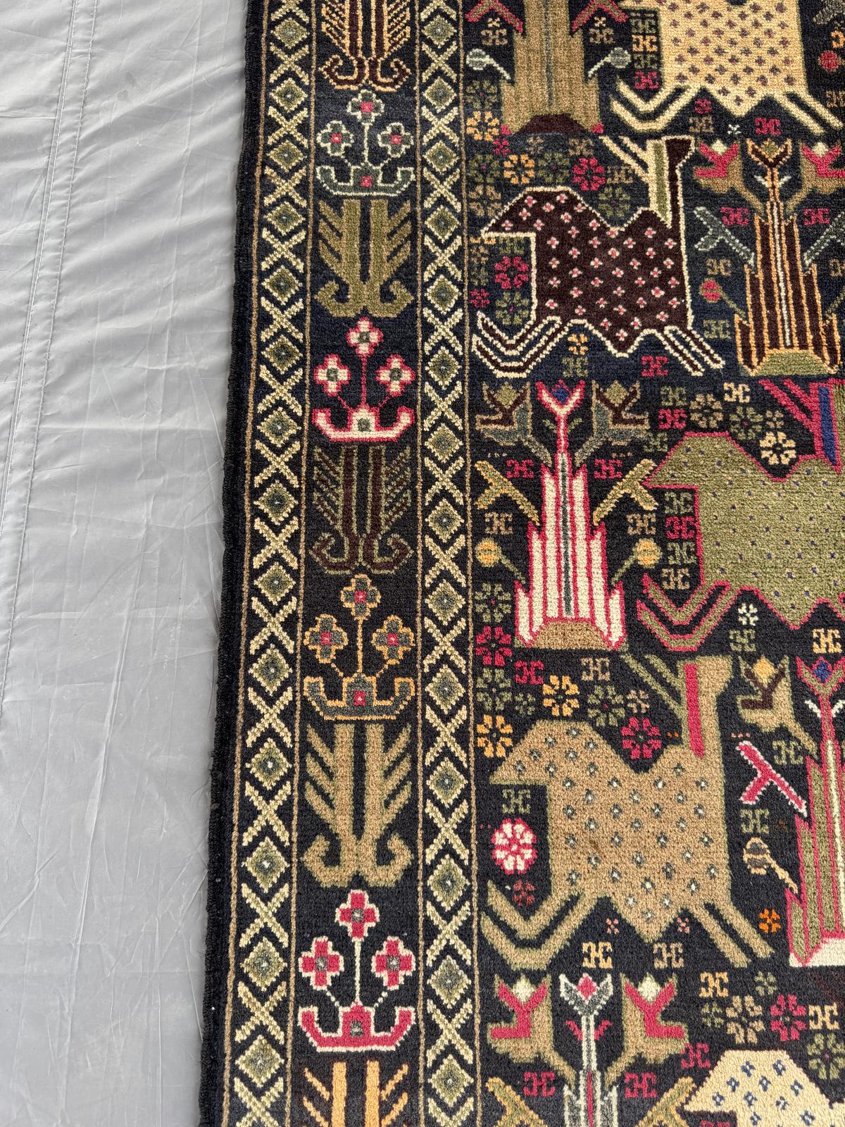 Handmade Traditional Afghan Balochi Rug 204 CM x 105 SK#1477