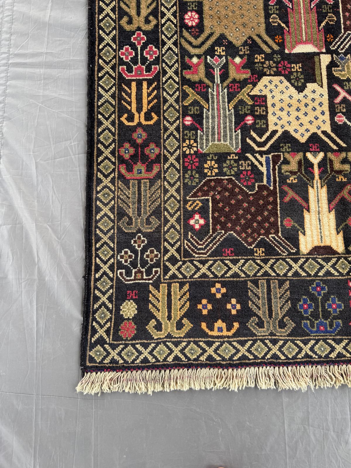 Handmade Traditional Afghan Balochi Rug 204 CM x 105 SK#1477