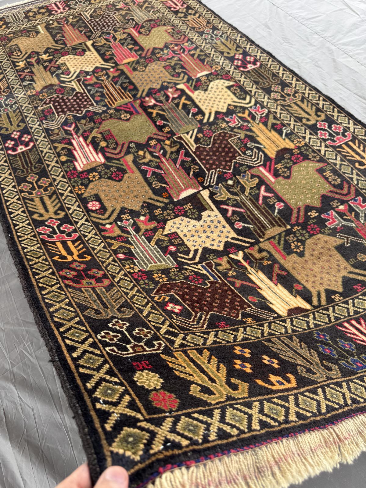 Handmade Traditional Afghan Balochi Rug 204 CM x 105 SK#1477