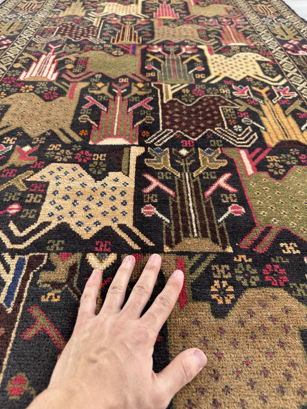 Handmade Traditional Afghan Balochi Rug 204 CM x 105 SK#1477