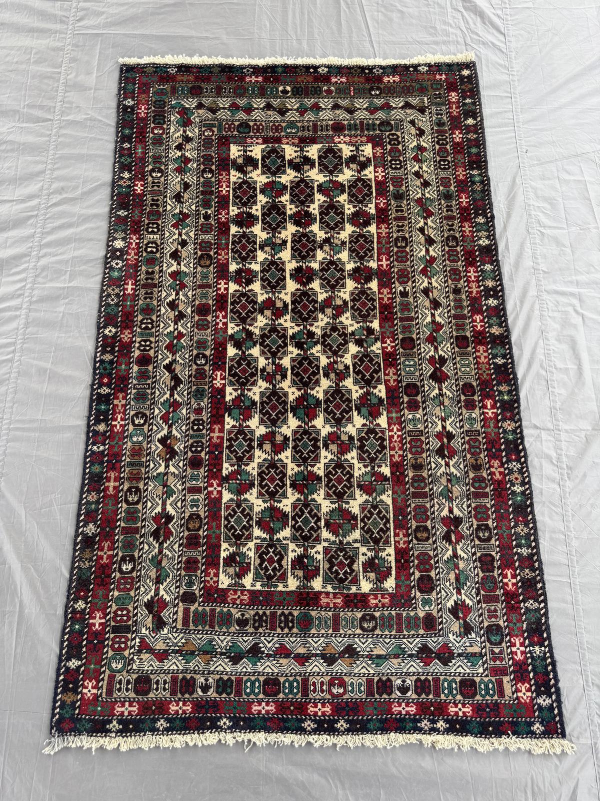 Handmade Traditional Afghan Balochi Rug 195 CM x 116 CM SK#1480