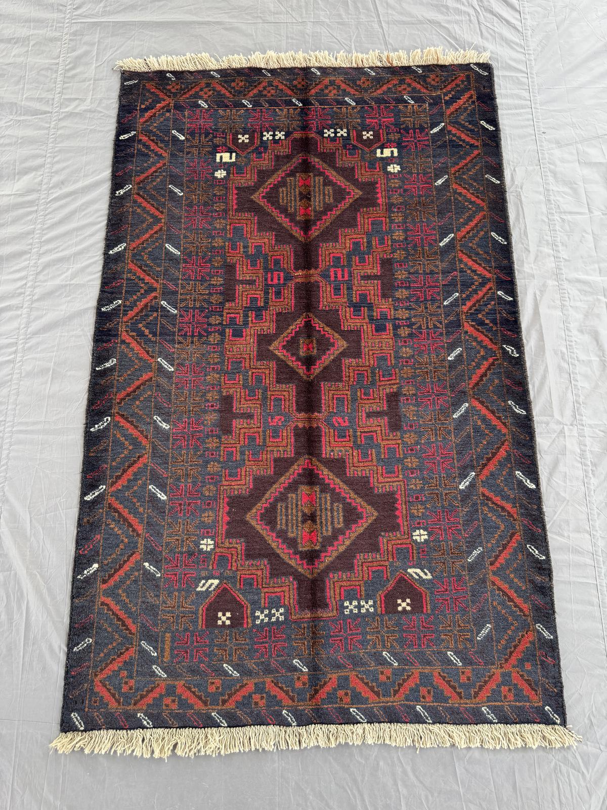 Handmade Traditional Afghan Balochi Rug 187 CM x 115 CM SK#1481