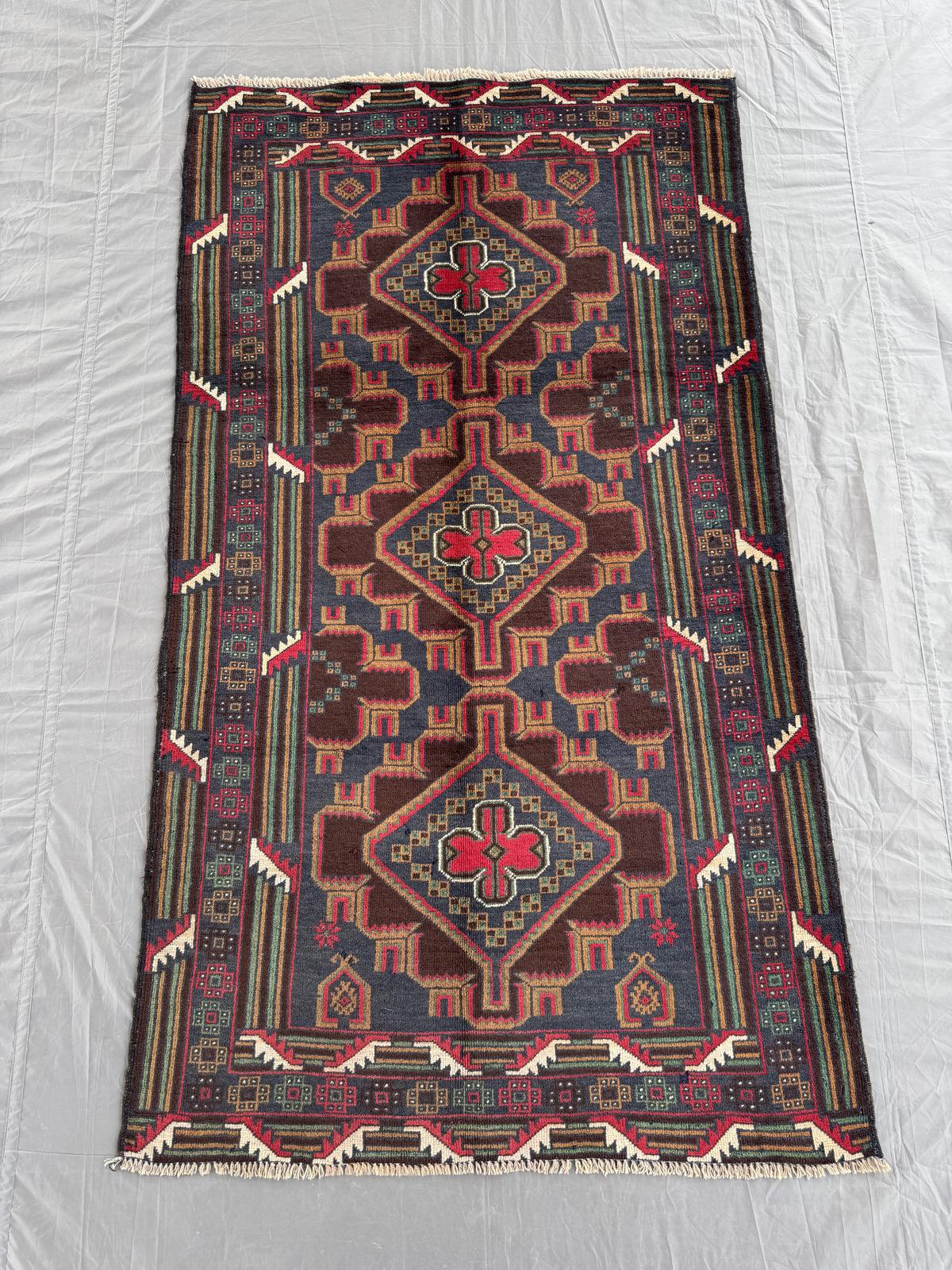 Handmade Traditional Afghan Balochi Rug 119 CM x 110 CM SK#1482