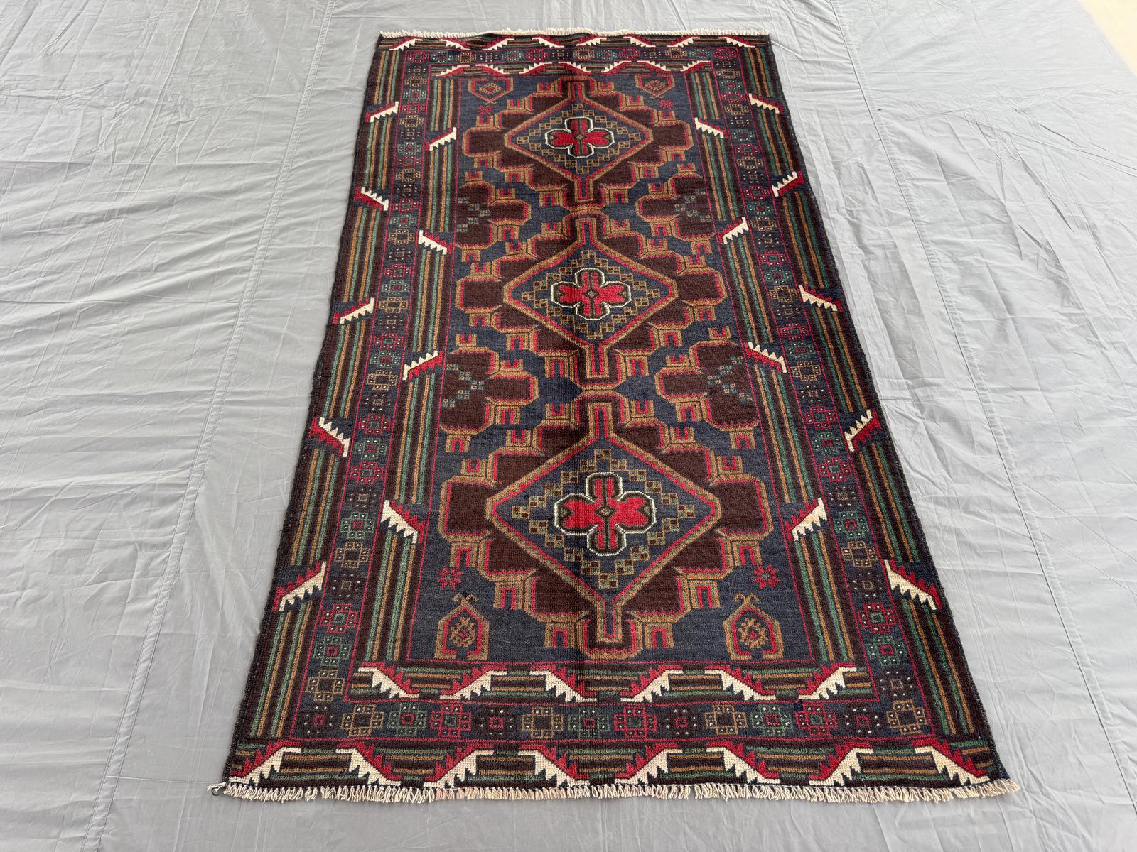 Handmade Traditional Afghan Balochi Rug 119 CM x 110 CM SK#1482