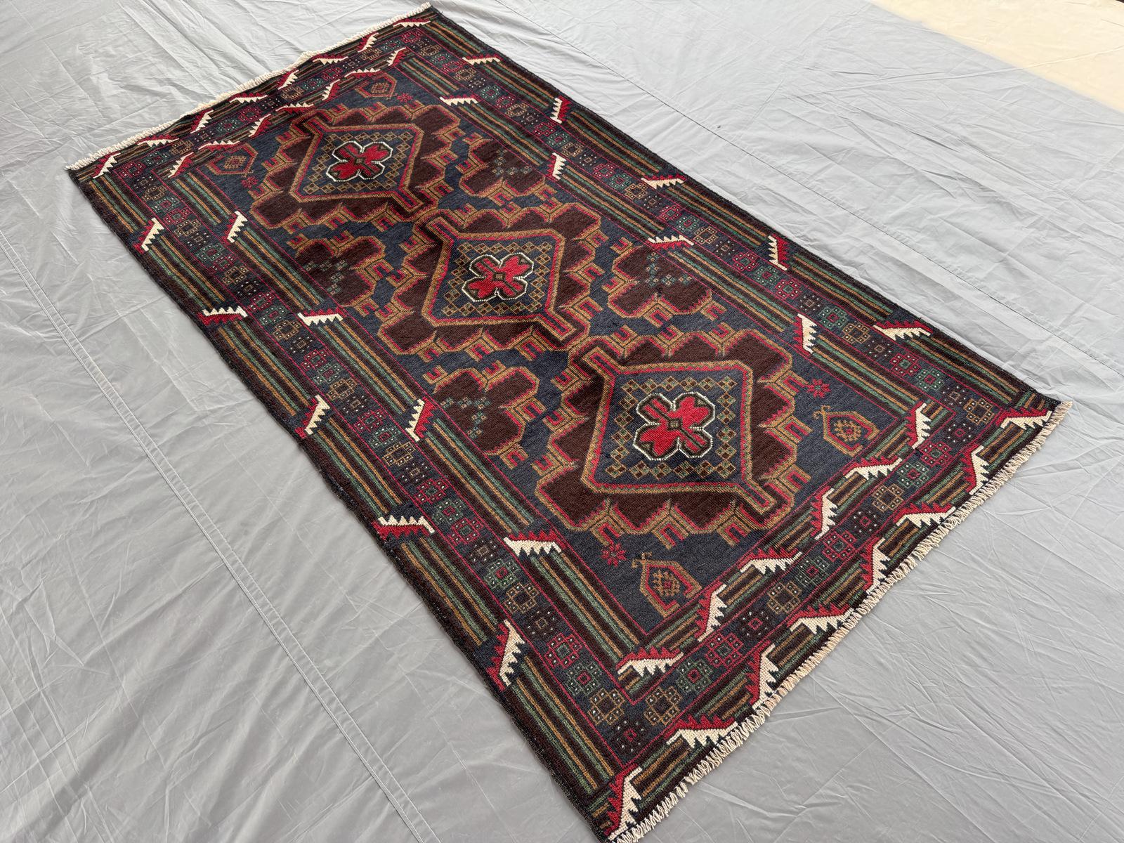 Handmade Traditional Afghan Balochi Rug 119 CM x 110 CM SK#1482