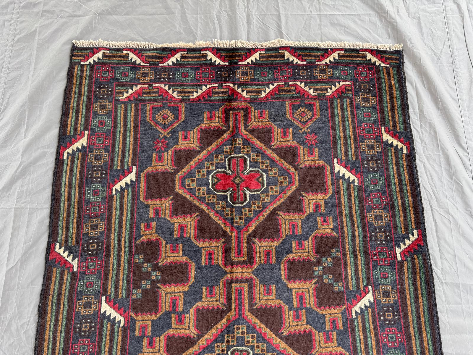 Handmade Traditional Afghan Balochi Rug 119 CM x 110 CM SK#1482
