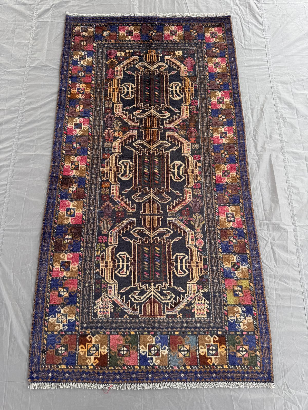 Handmade Traditional Afghan Balochi Rug  217 CM x 106 CM SK#1475