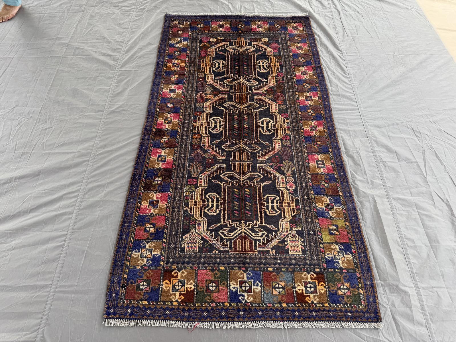 Handmade Traditional Afghan Balochi Rug  217 CM x 106 CM SK#1475