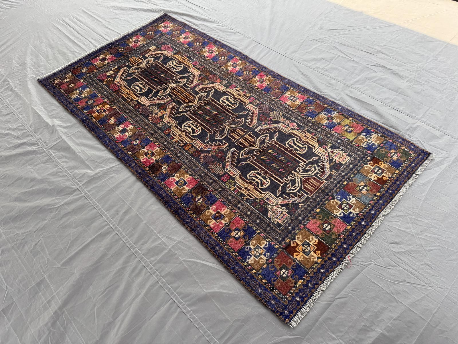 Handmade Traditional Afghan Balochi Rug  217 CM x 106 CM SK#1475