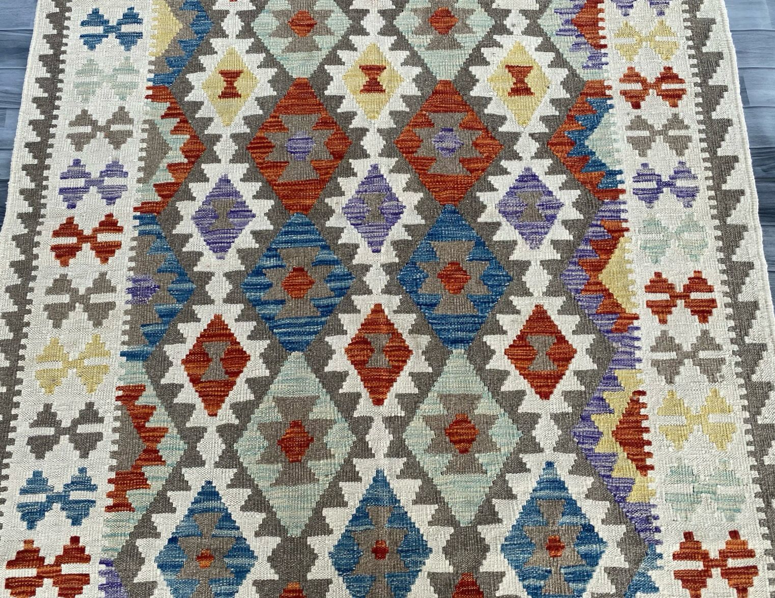 Handmade Afghan Kilim Rug 198 CM x 151 CM Sk#1246