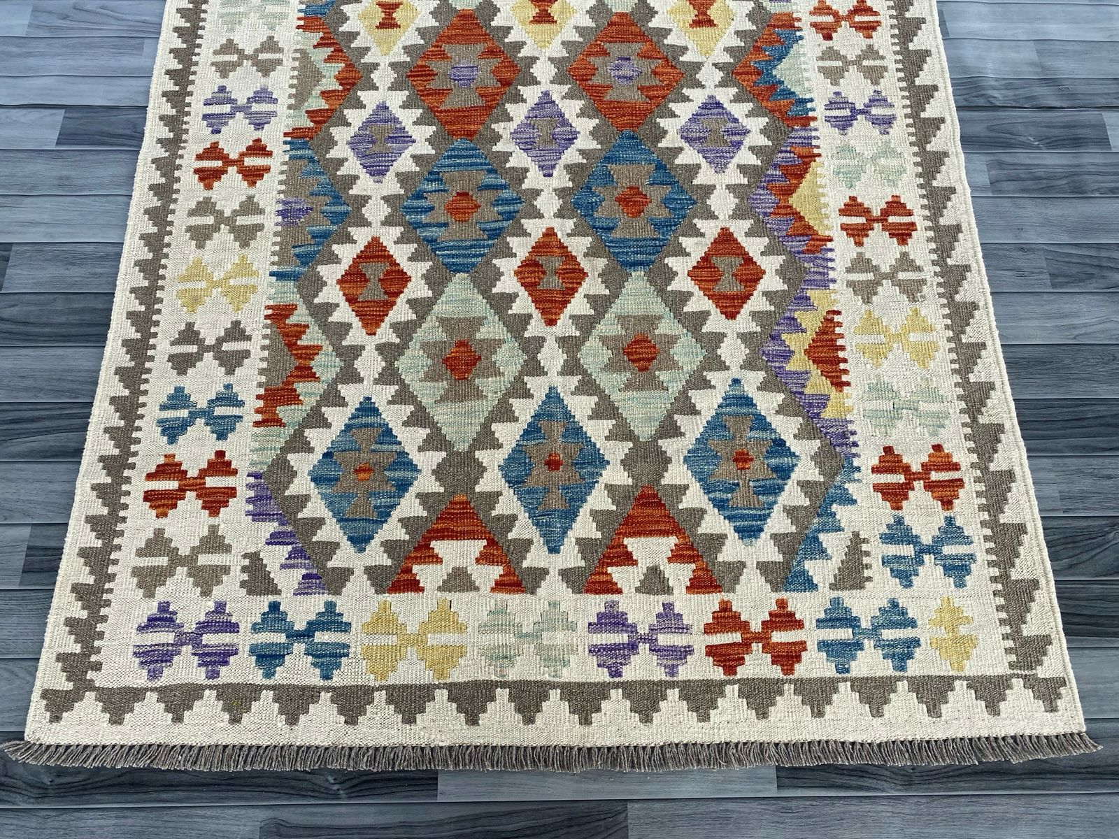 Handmade Afghan Kilim Rug 198 CM x 151 CM Sk#1246