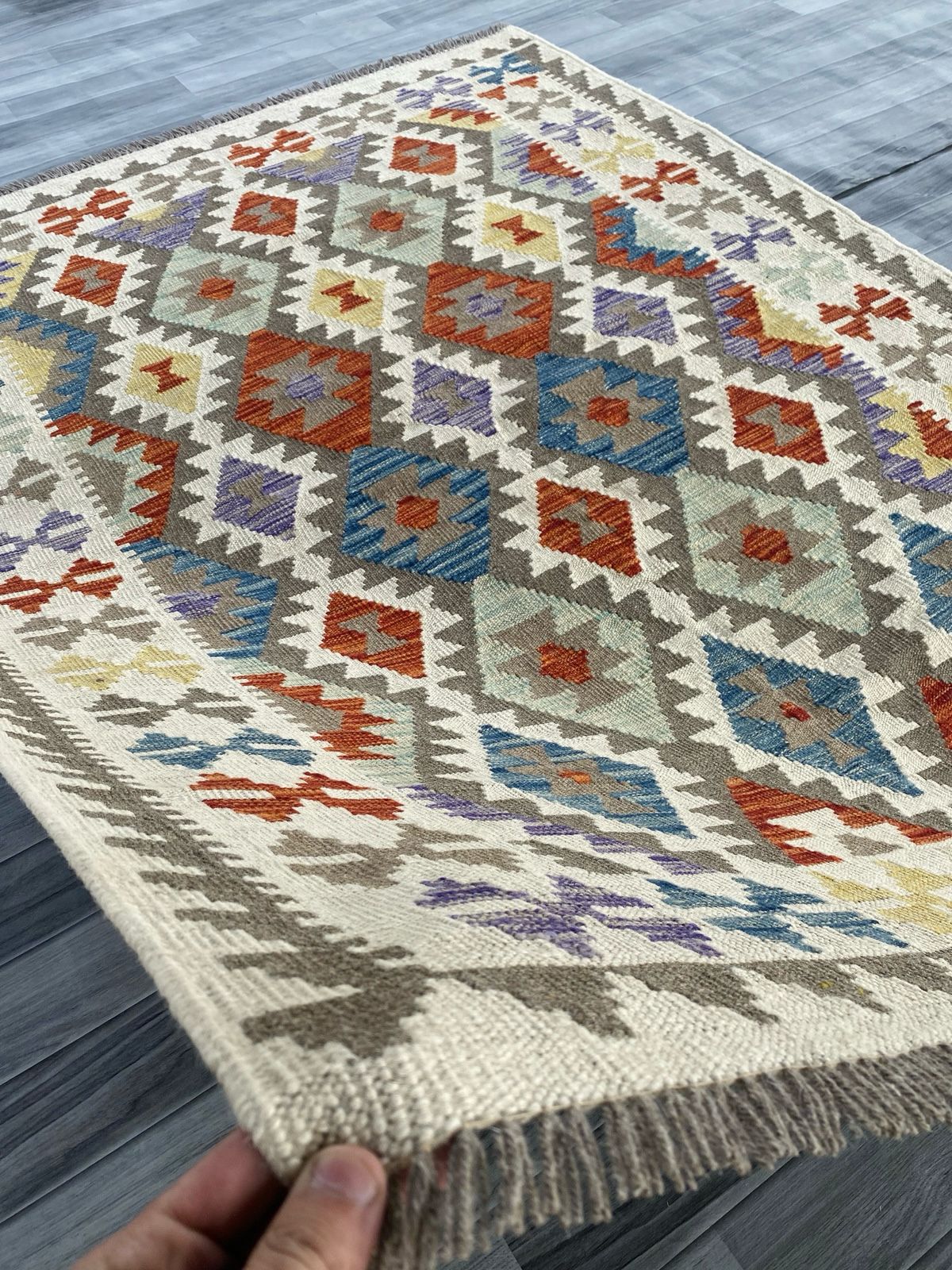Handmade Afghan Kilim Rug 198 CM x 151 CM Sk#1246