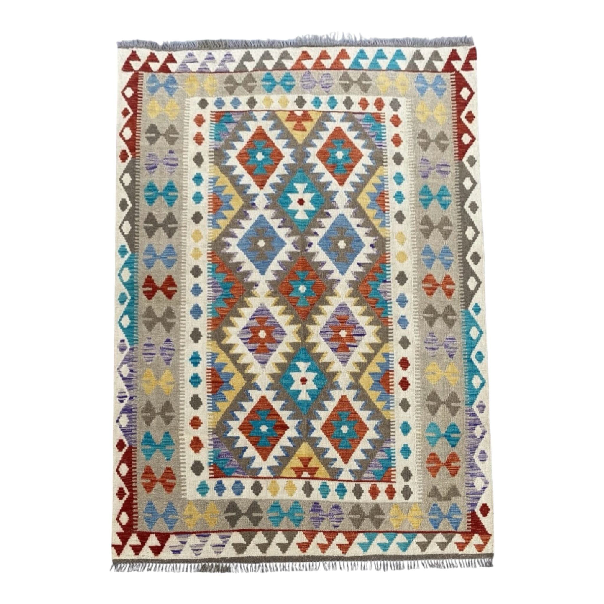 Handmade Afghan Kilim Rug 198 CM x 151 CM Sk#1247