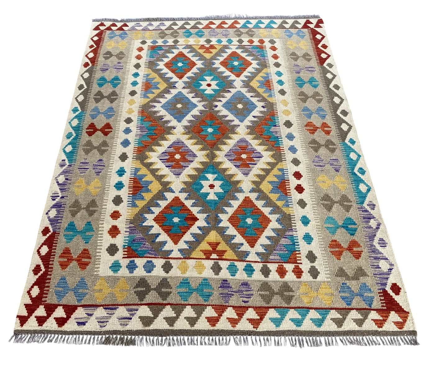 Handmade Afghan Kilim Rug 198 CM x 151 CM Sk#1247