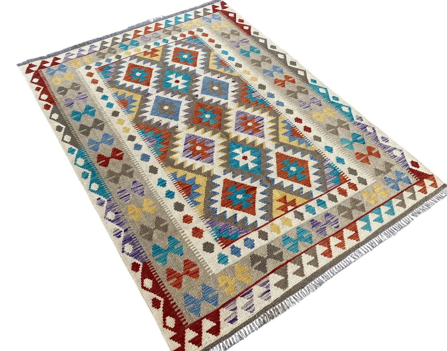 Handmade Afghan Kilim Rug 198 CM x 151 CM Sk#1247