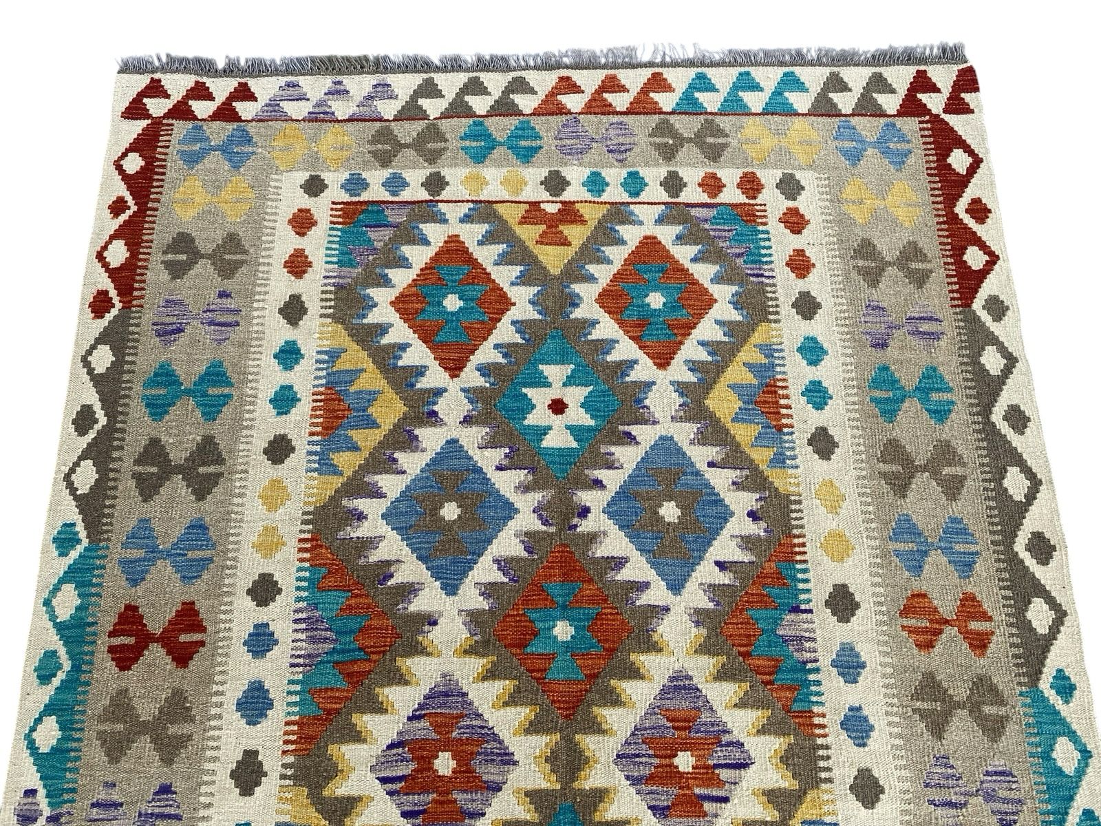 Handmade Afghan Kilim Rug 198 CM x 151 CM Sk#1247