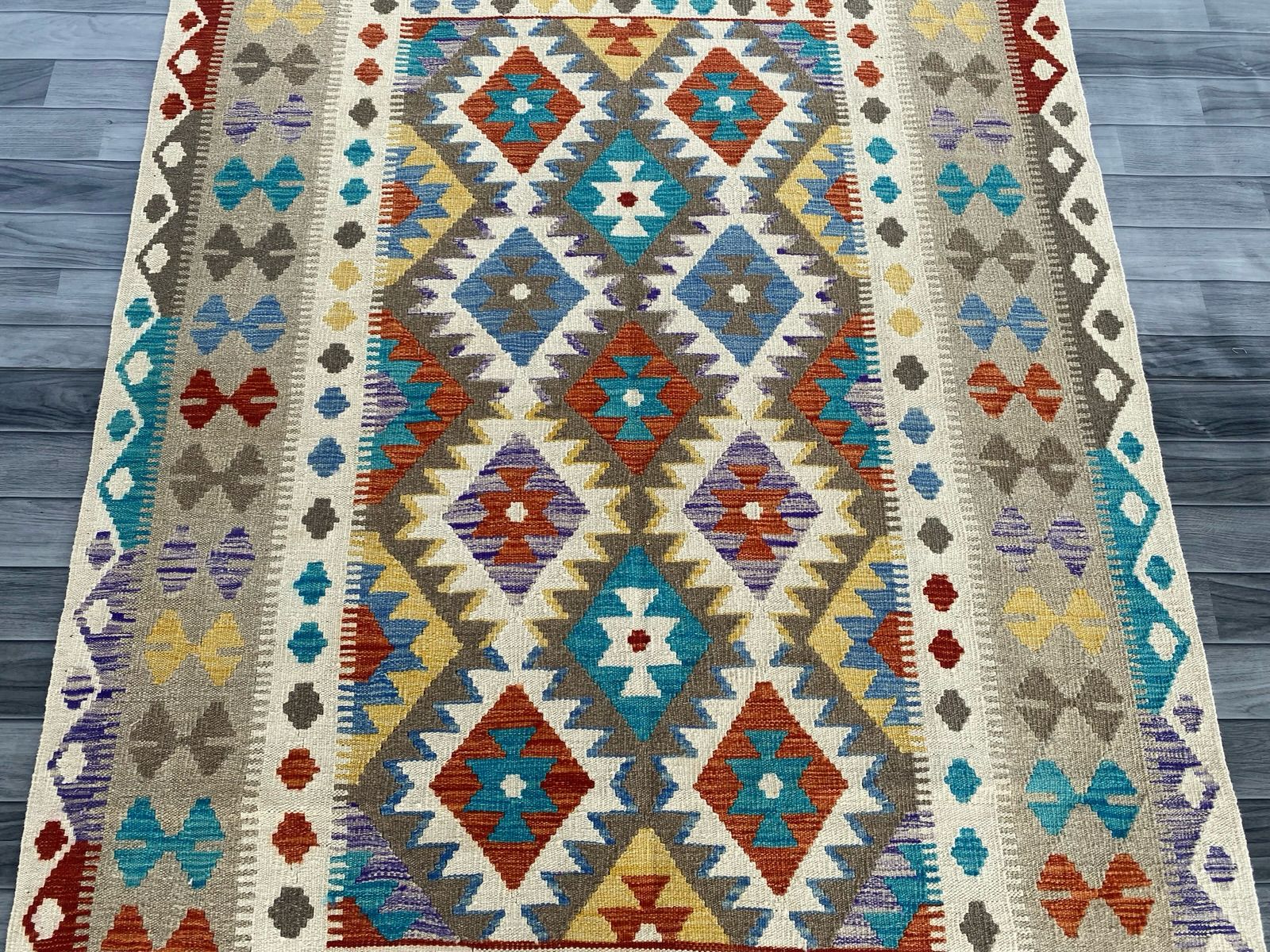 Handmade Afghan Kilim Rug 198 CM x 151 CM Sk#1247