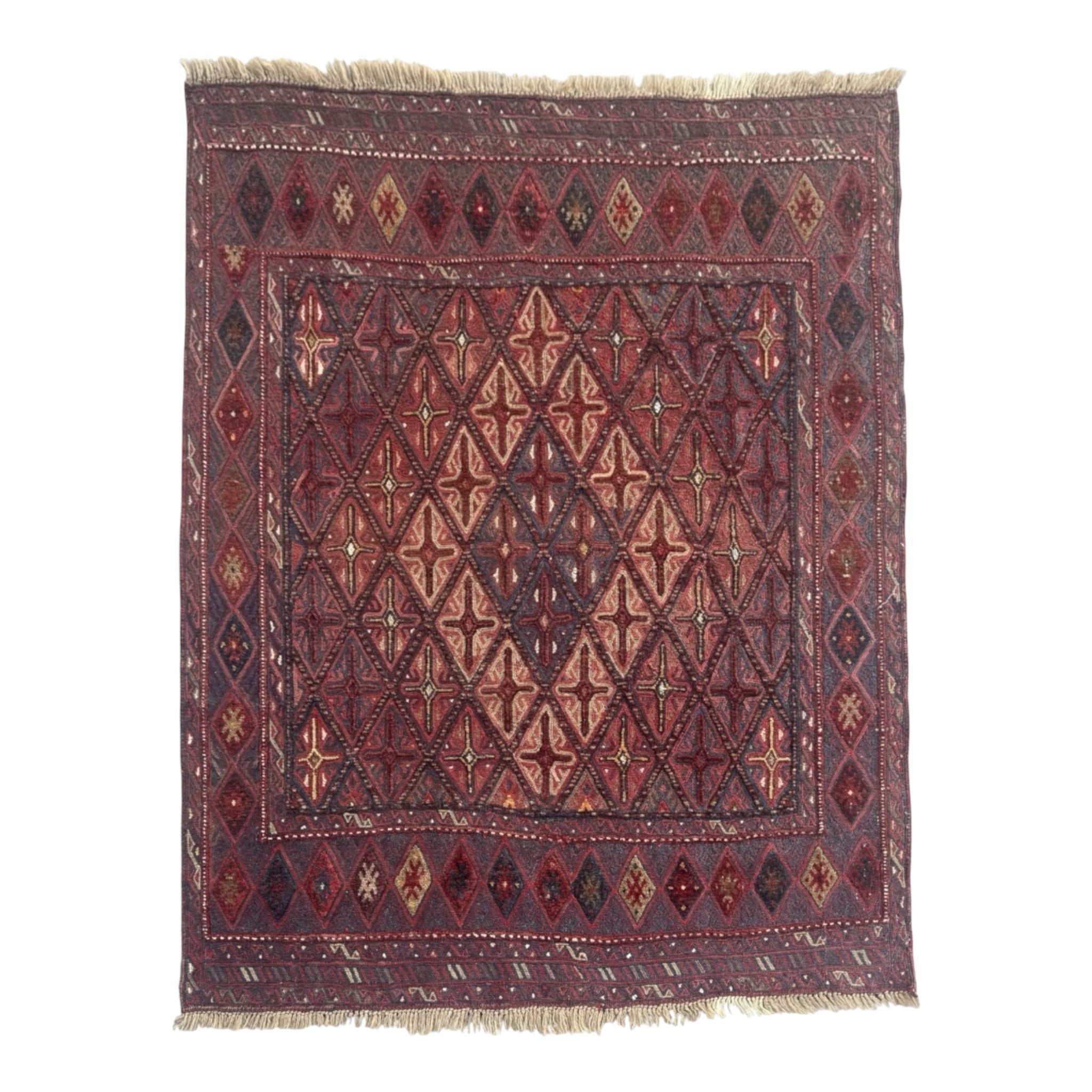 Handmade Tribal Afghan Meshwani Rug 147 CM x 132 CM  SK#1500