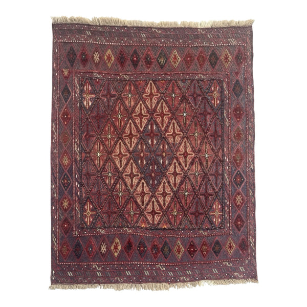 Handmade Tribal Afghan Meshwani Rug 147 CM x 132 CM  SK#1500