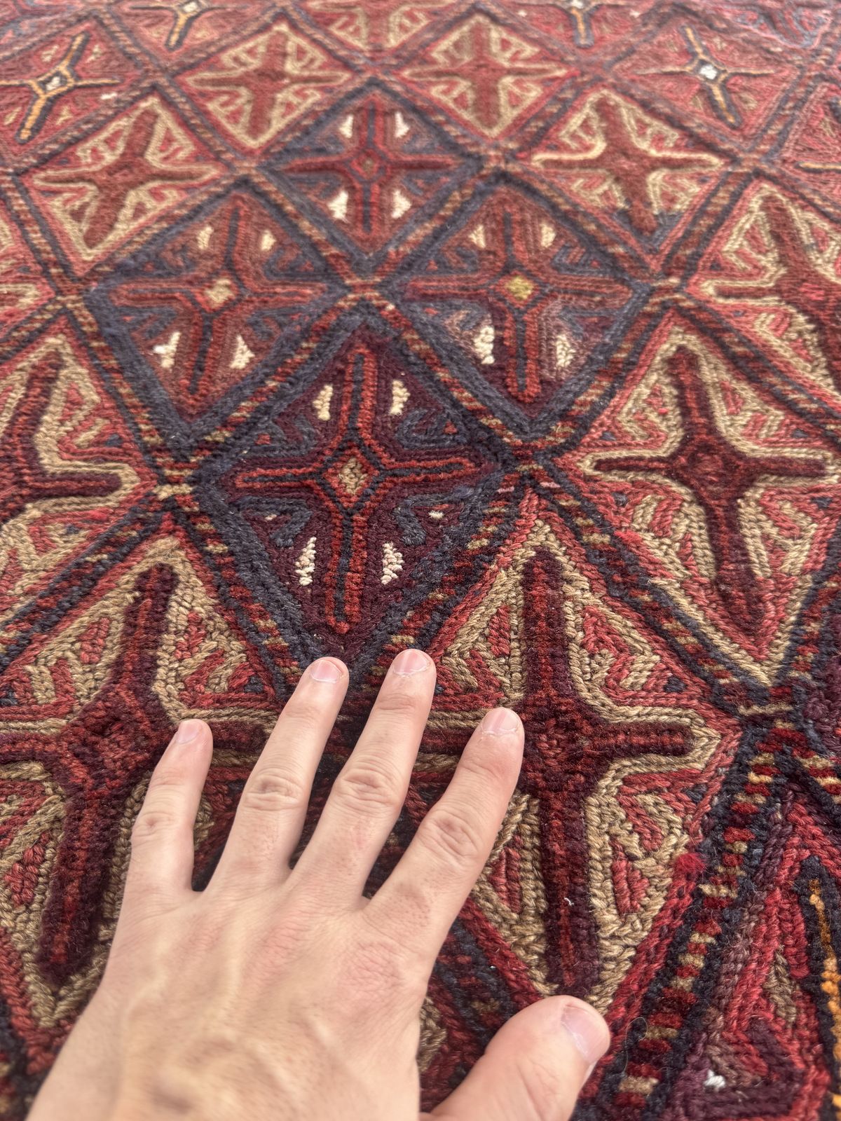 Handmade Tribal Afghan Meshwani Rug 147 CM x 132 CM  SK#1500