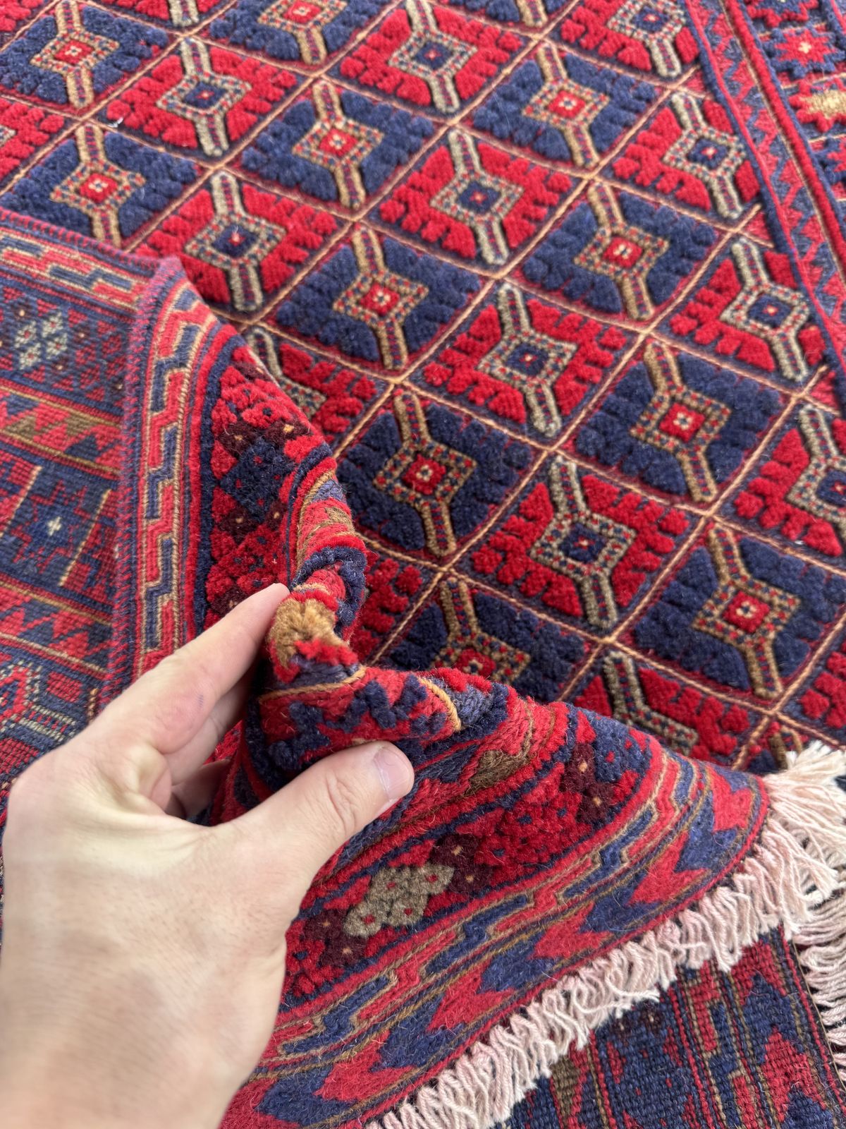 Handmade Tribal Afghan Meshwani Rug 120 CM x 103 CM  SK#1501