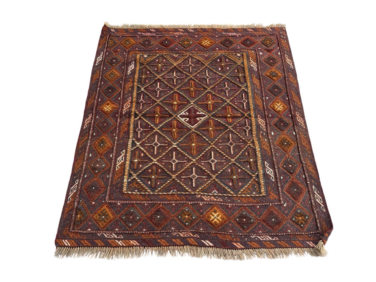 Handmade Tribal Afghan Meshwani Rug 130 CM x 117 CM  SK#1502