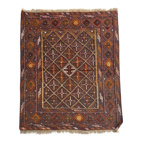 Handmade Tribal Afghan Meshwani Rug 130 CM x 117 CM  SK#1502
