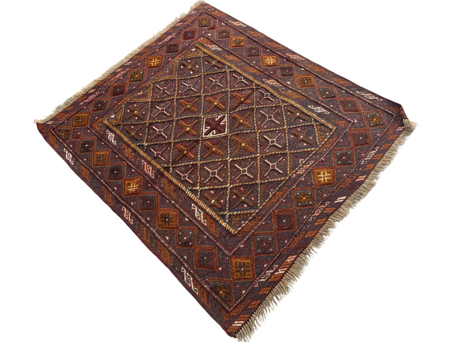 Handmade Tribal Afghan Meshwani Rug 130 CM x 117 CM  SK#1502