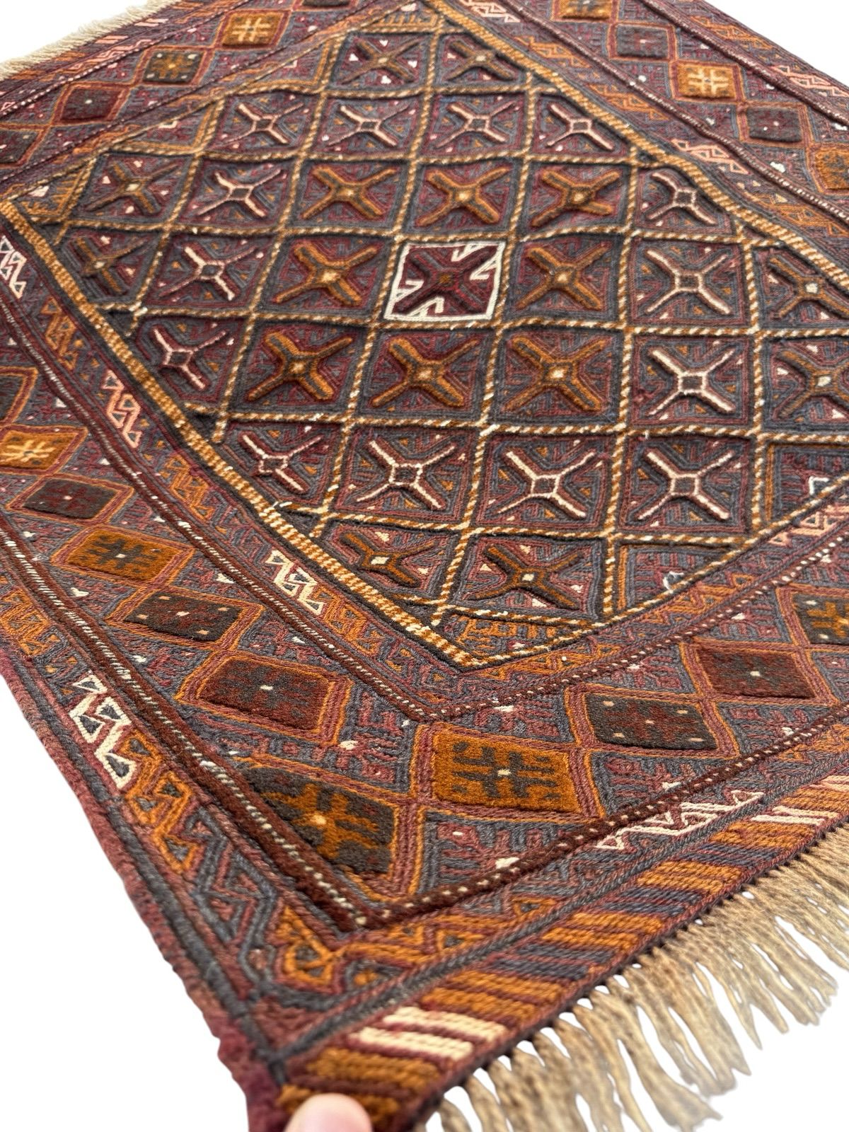 Handmade Tribal Afghan Meshwani Rug 130 CM x 117 CM  SK#1502