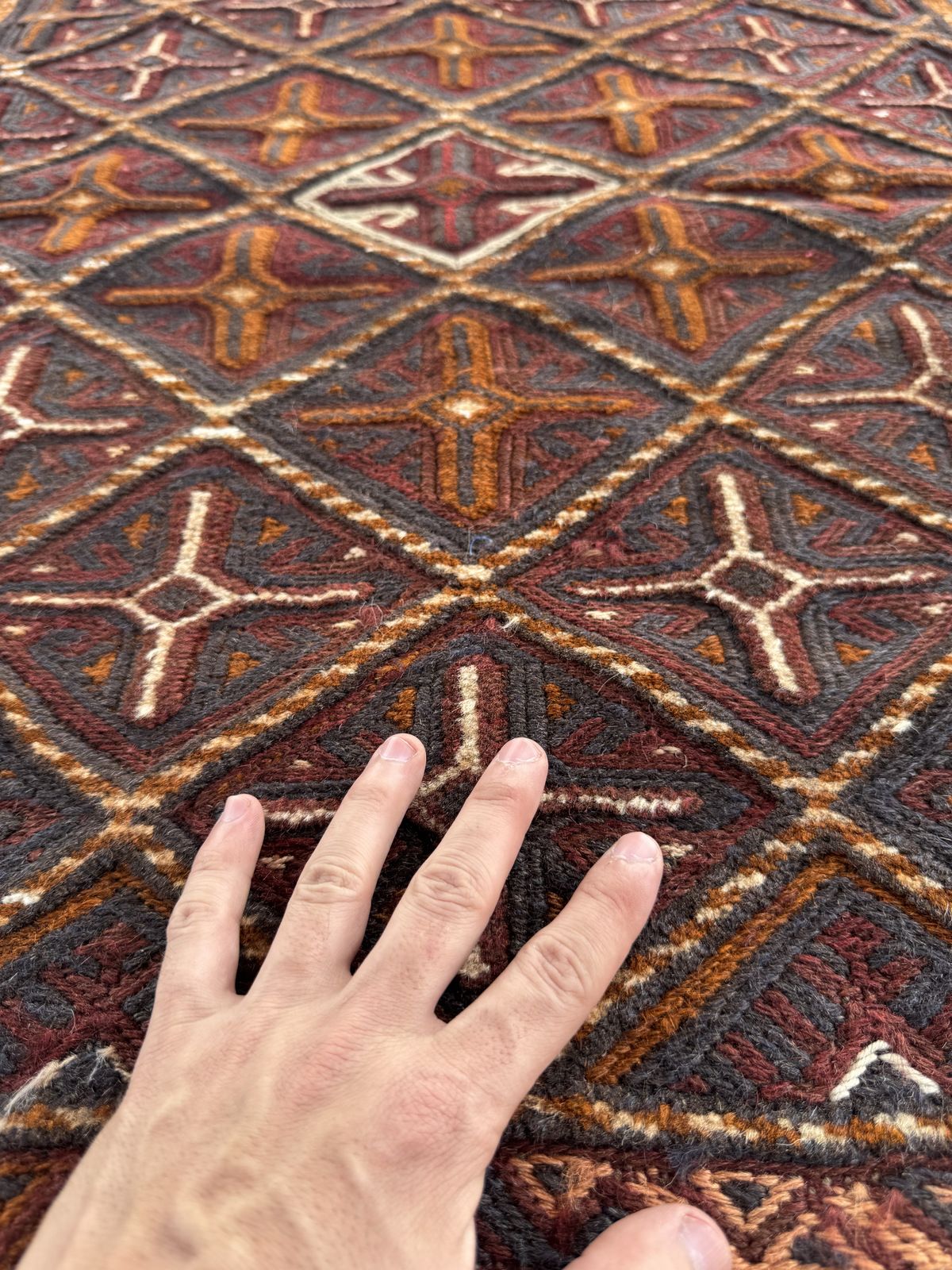 Handmade Tribal Afghan Meshwani Rug 130 CM x 117 CM  SK#1502