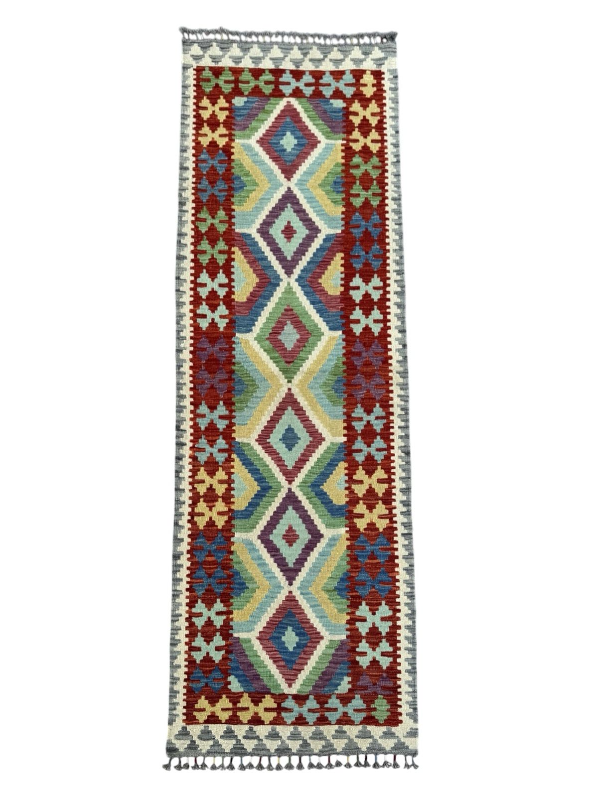 Handmade Afghan Kilim Runner Rug 255 CM x 86 CM Sk#1410