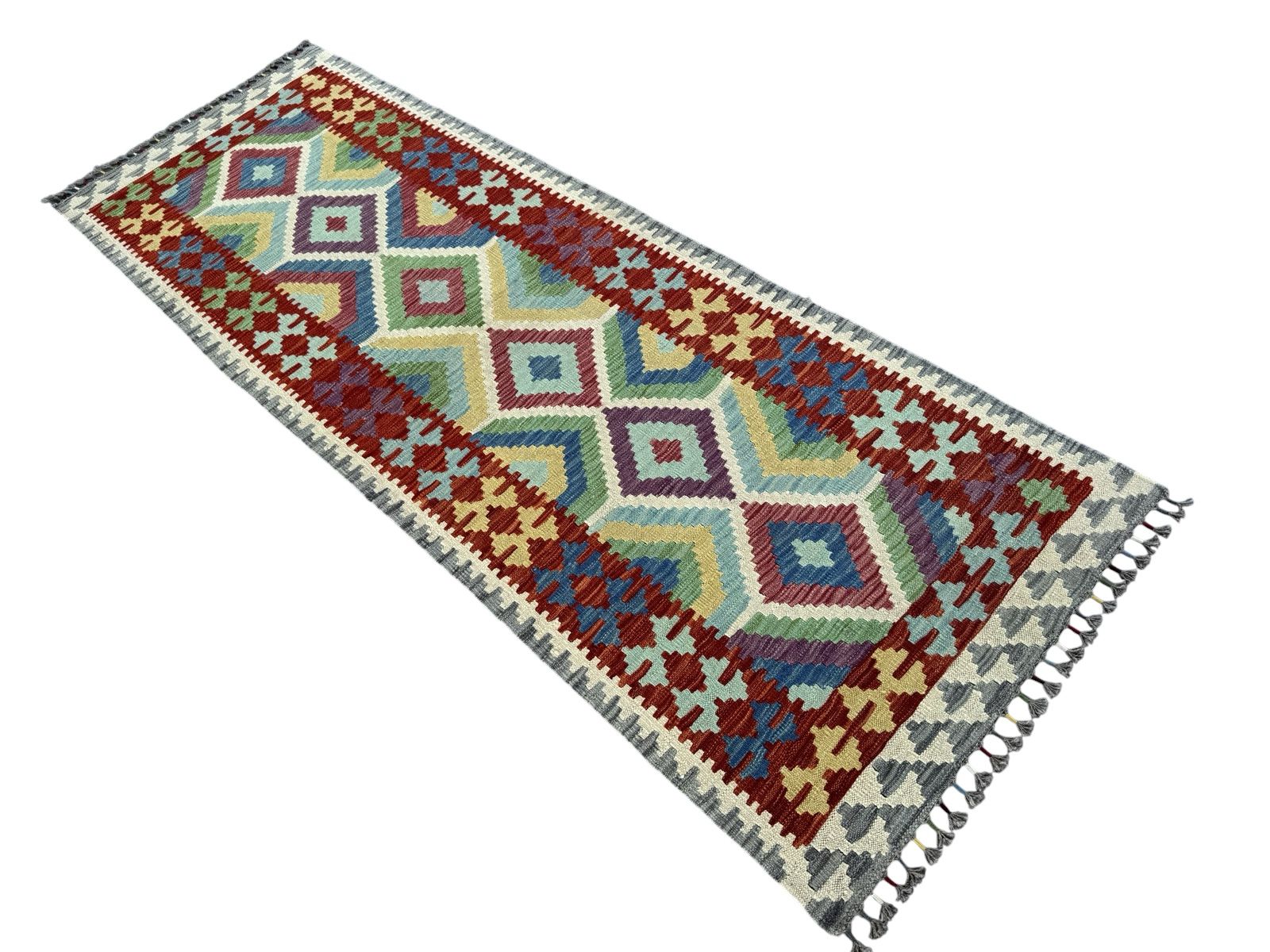 Handmade Afghan Kilim Runner Rug 255 CM x 86 CM Sk#1410