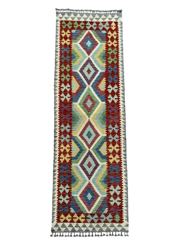 Handmade Afghan Kilim Runner Rug 255 CM x 86 CM Sk#1410