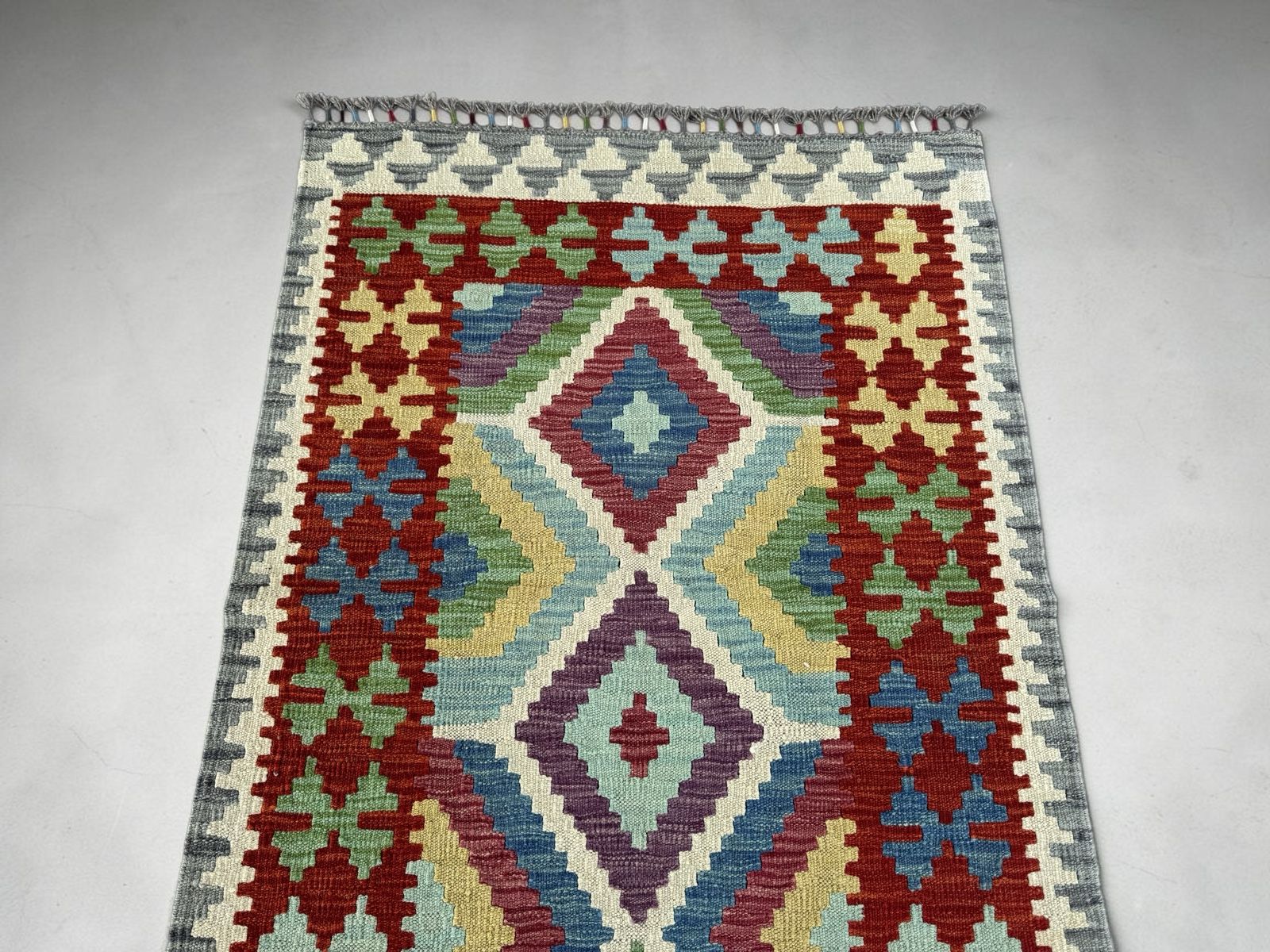 Handmade Afghan Kilim Runner Rug 255 CM x 86 CM Sk#1410