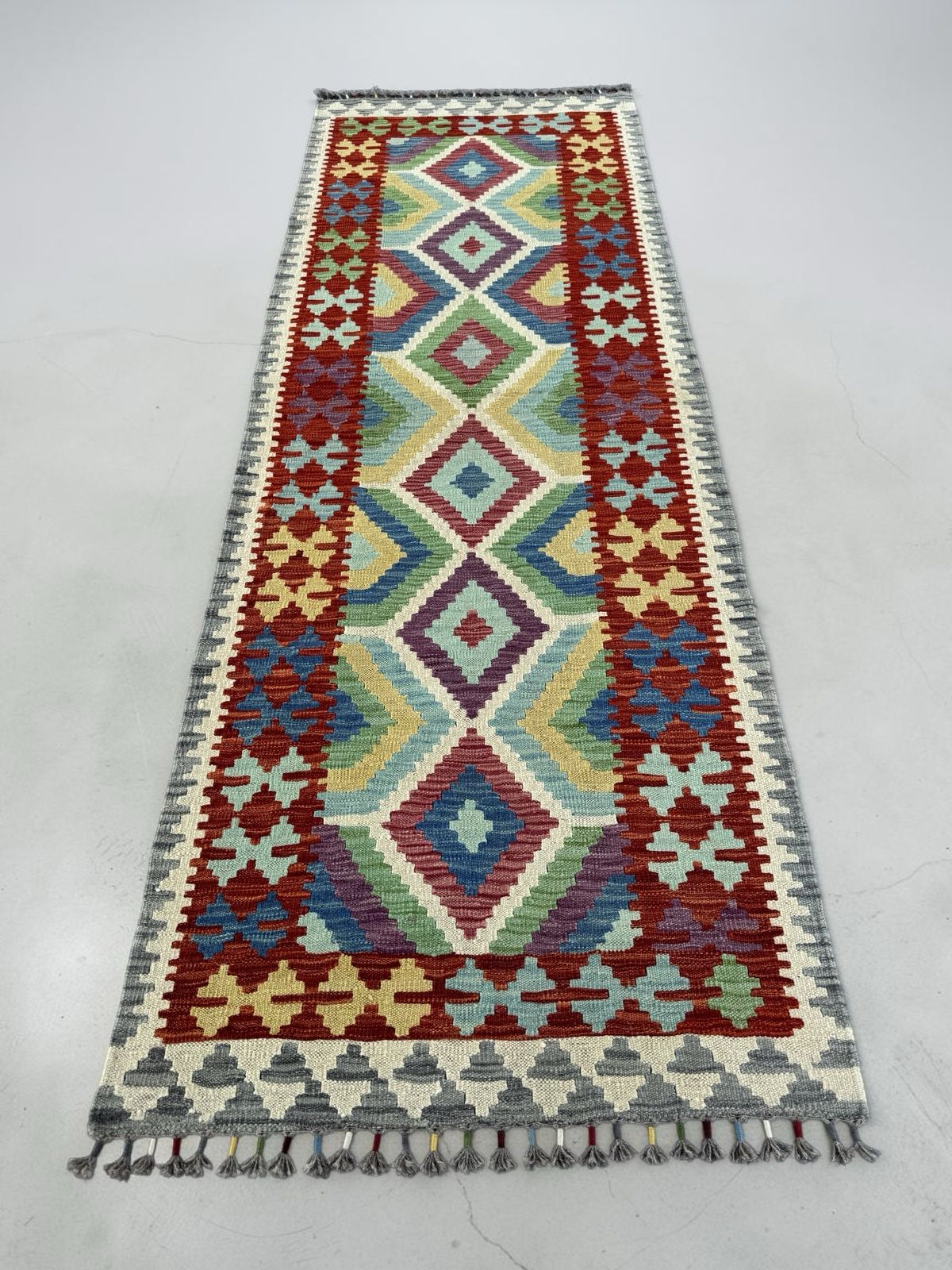 Handmade Afghan Kilim Runner Rug 255 CM x 86 CM Sk#1410
