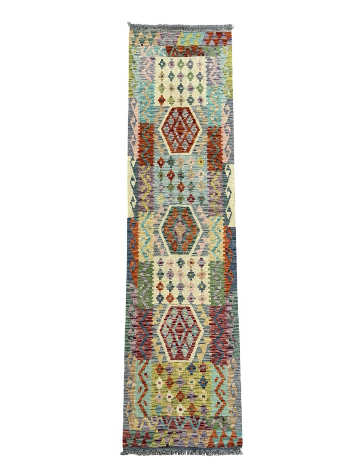 Handmade Afghan Kilim Runner Rug 300 CM x 85 CM Sk#1411