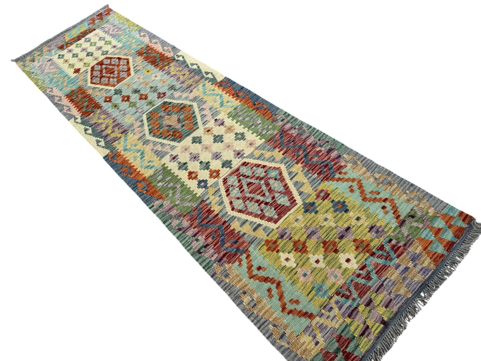 Handmade Afghan Kilim Runner Rug 300 CM x 85 CM Sk#1411