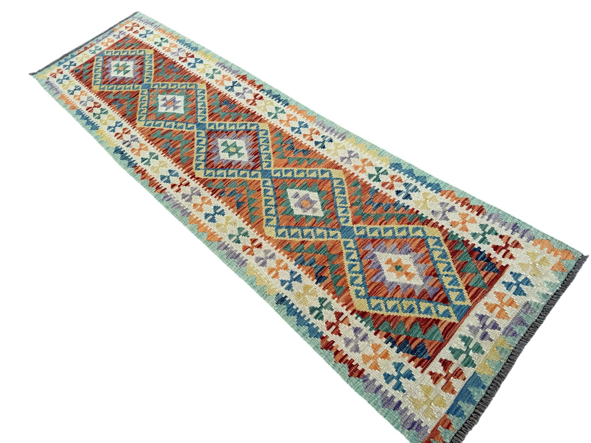 Handmade Afghan Kilim Runner Rug 285 CM x 82 CM Sk#1412