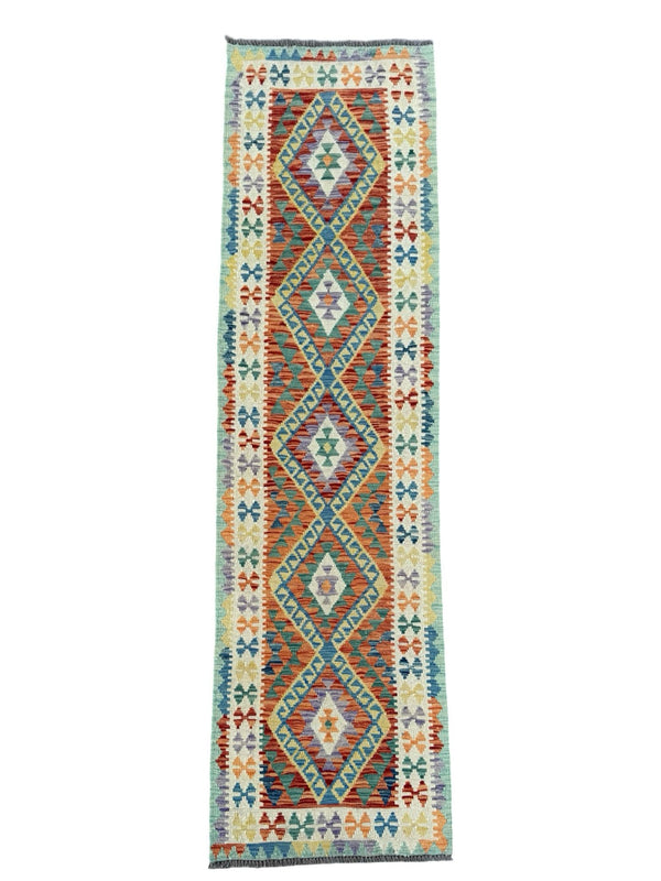 Handmade Afghan Kilim Runner Rug 285 CM x 82 CM Sk#1412