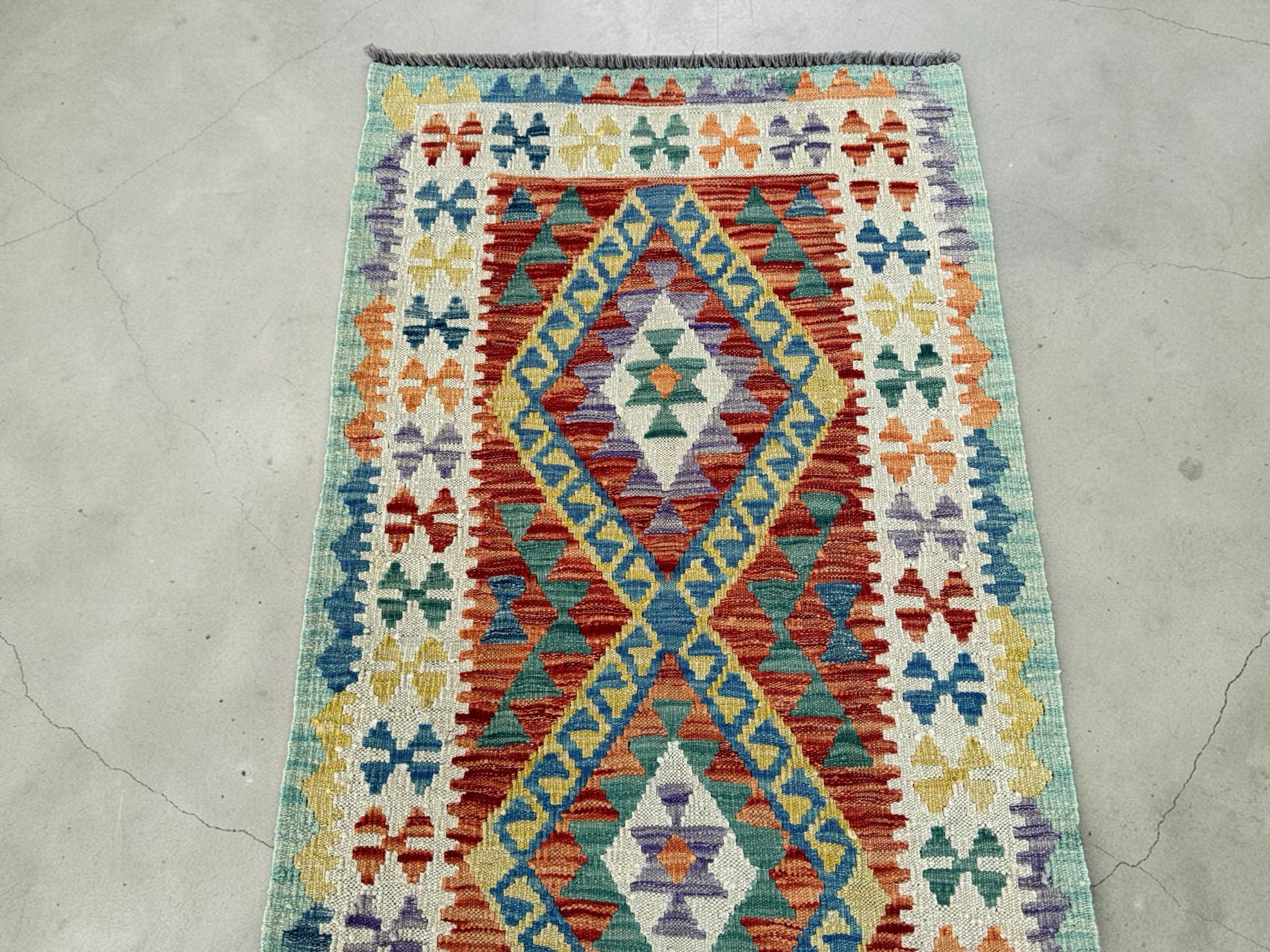 Handmade Afghan Kilim Runner Rug 285 CM x 82 CM Sk#1412