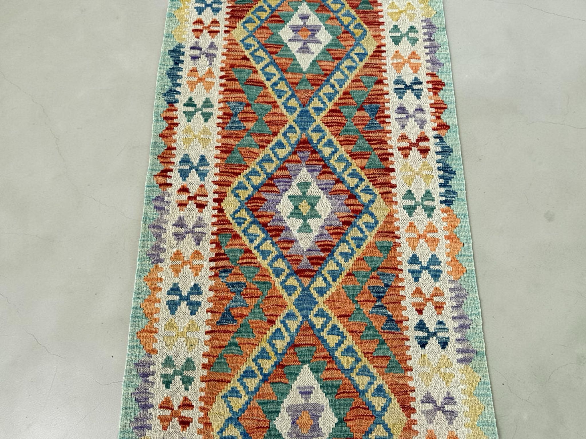 Handmade Afghan Kilim Runner Rug 285 CM x 82 CM Sk#1412