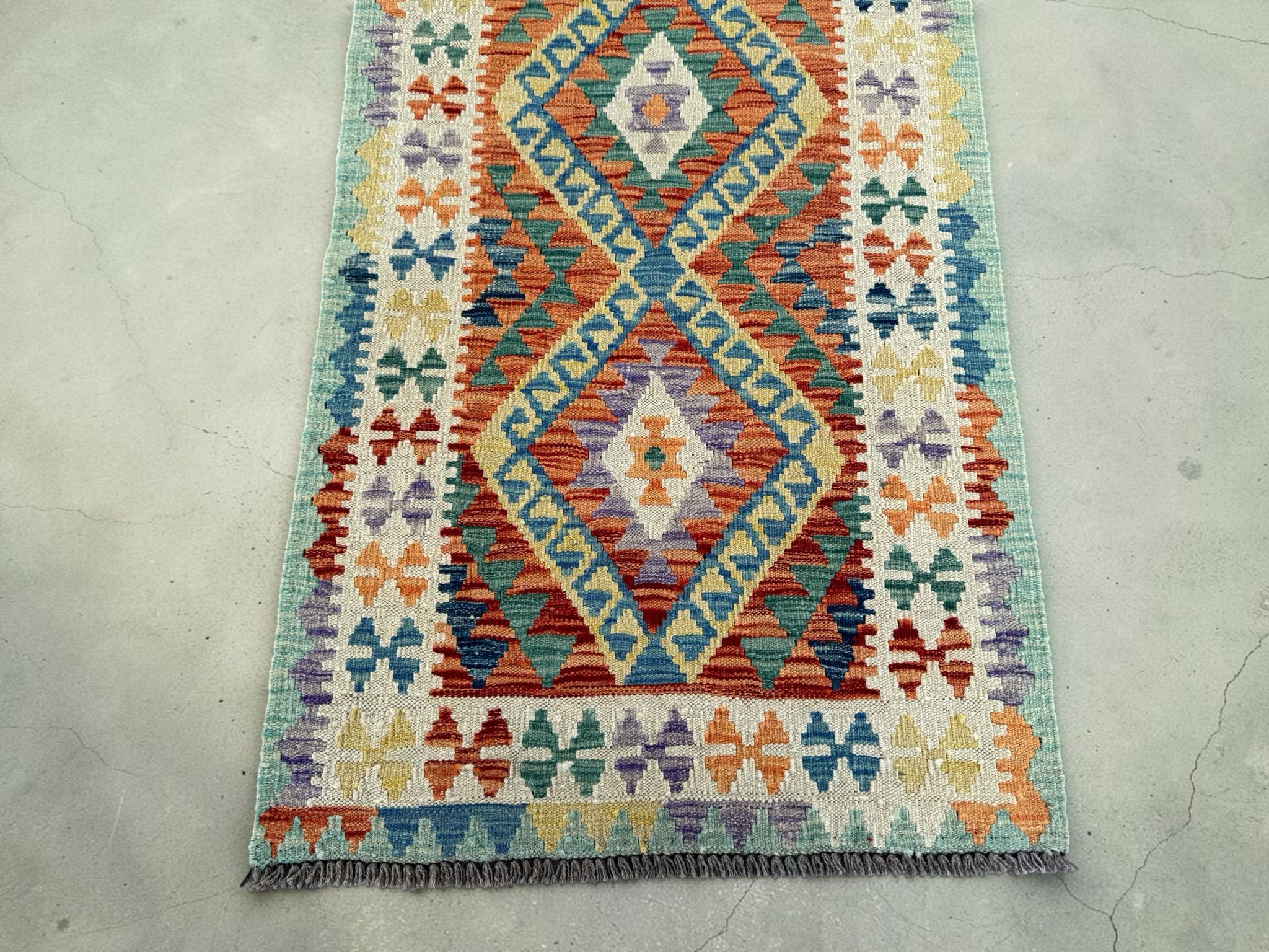Handmade Afghan Kilim Runner Rug 285 CM x 82 CM Sk#1412
