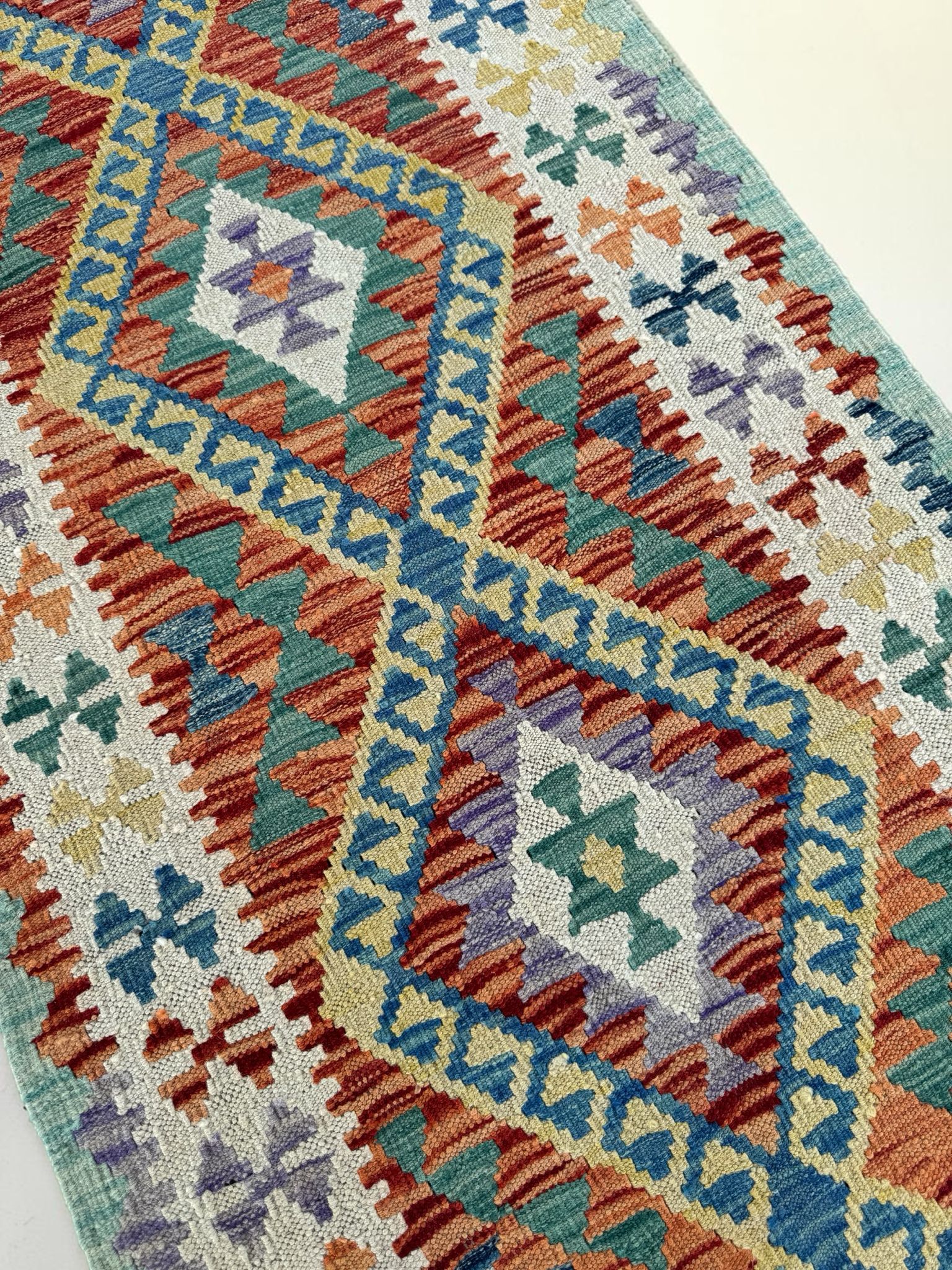Handmade Afghan Kilim Runner Rug 285 CM x 82 CM Sk#1412