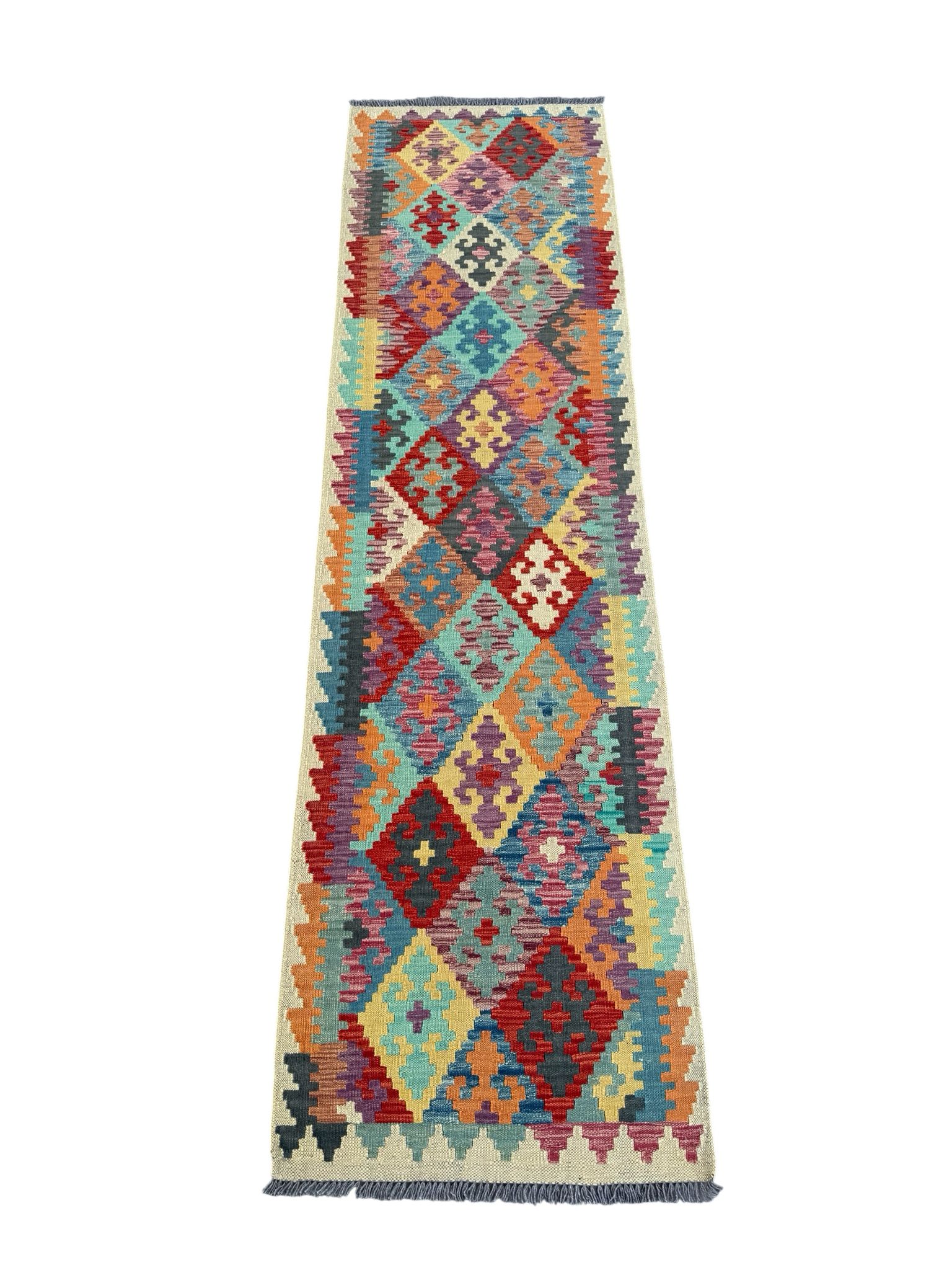 Handmade Afghan Kilim Runner Rug 290 CM x 80 CM Sk#1413