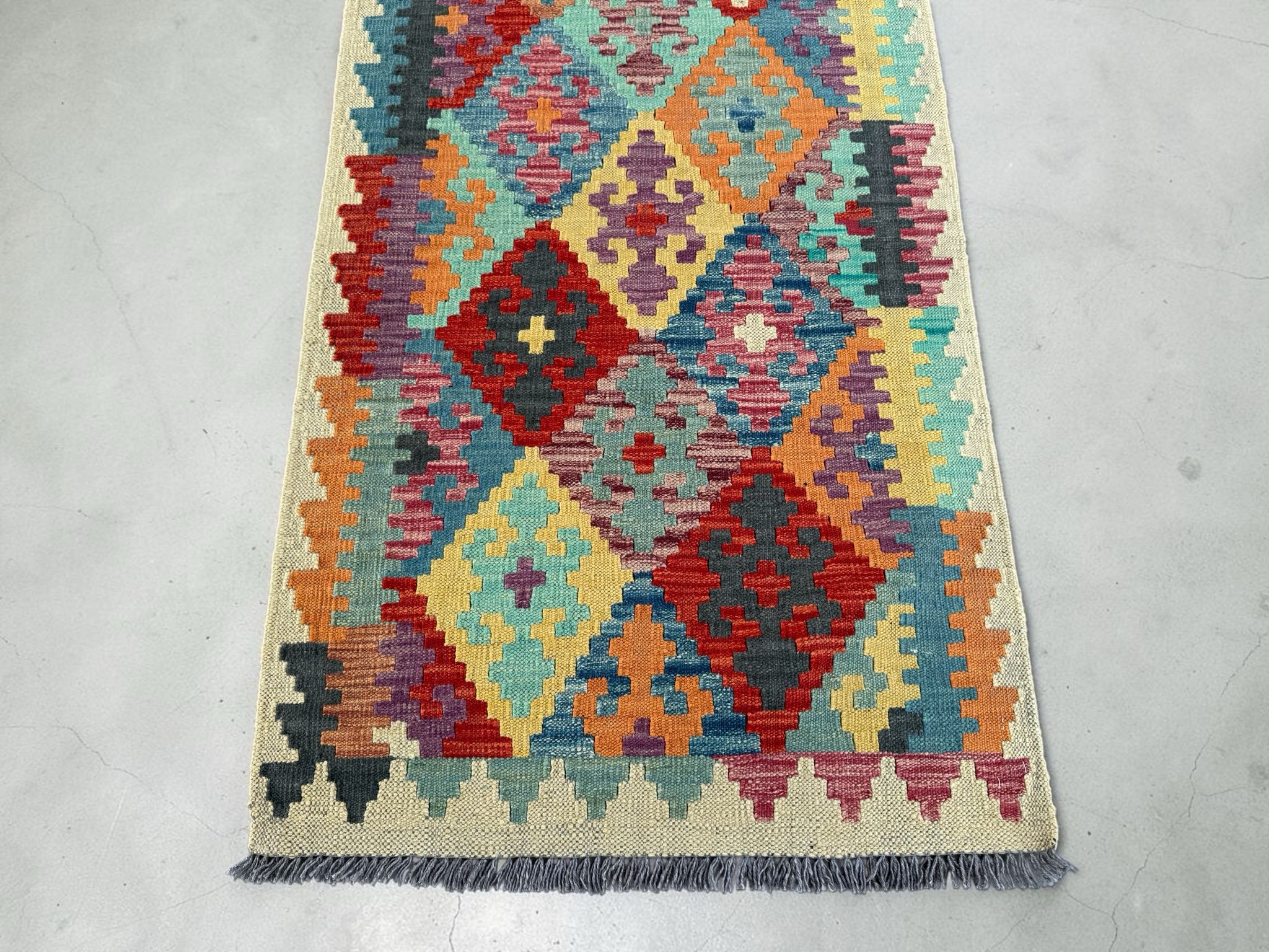 Handmade Afghan Kilim Runner Rug 290 CM x 80 CM Sk#1413
