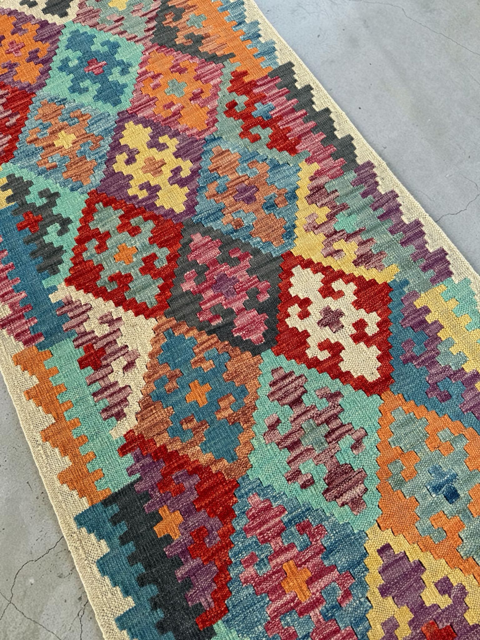 Handmade Afghan Kilim Runner Rug 290 CM x 80 CM Sk#1413