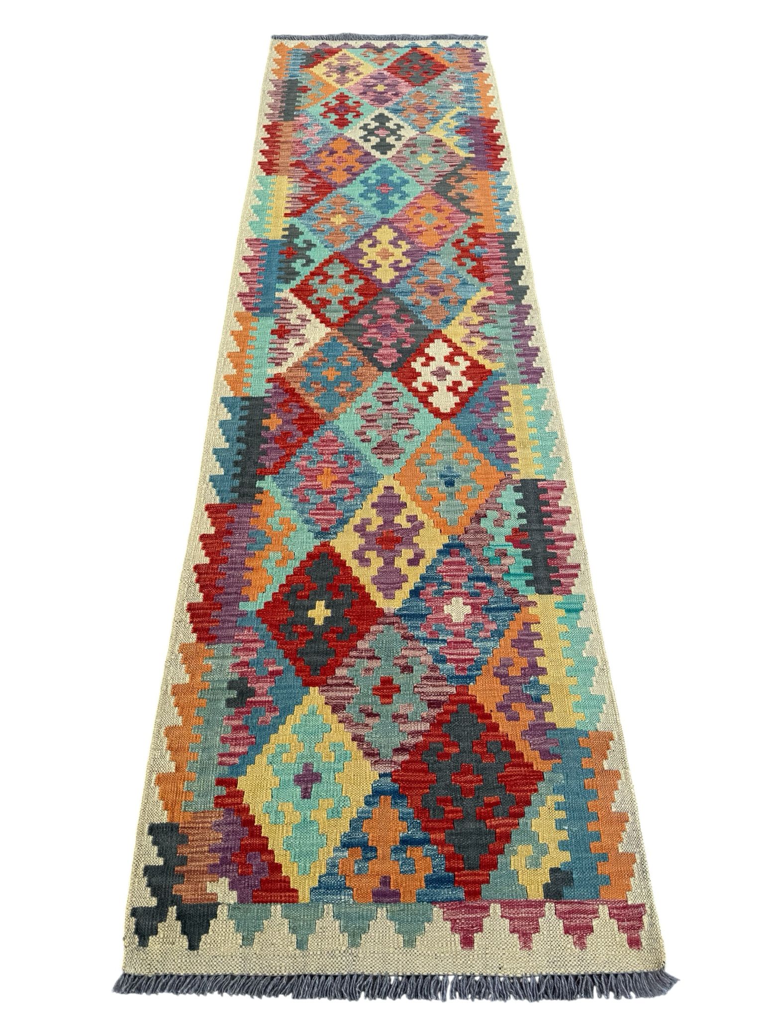 Handmade Afghan Kilim Runner Rug 290 CM x 80 CM Sk#1413