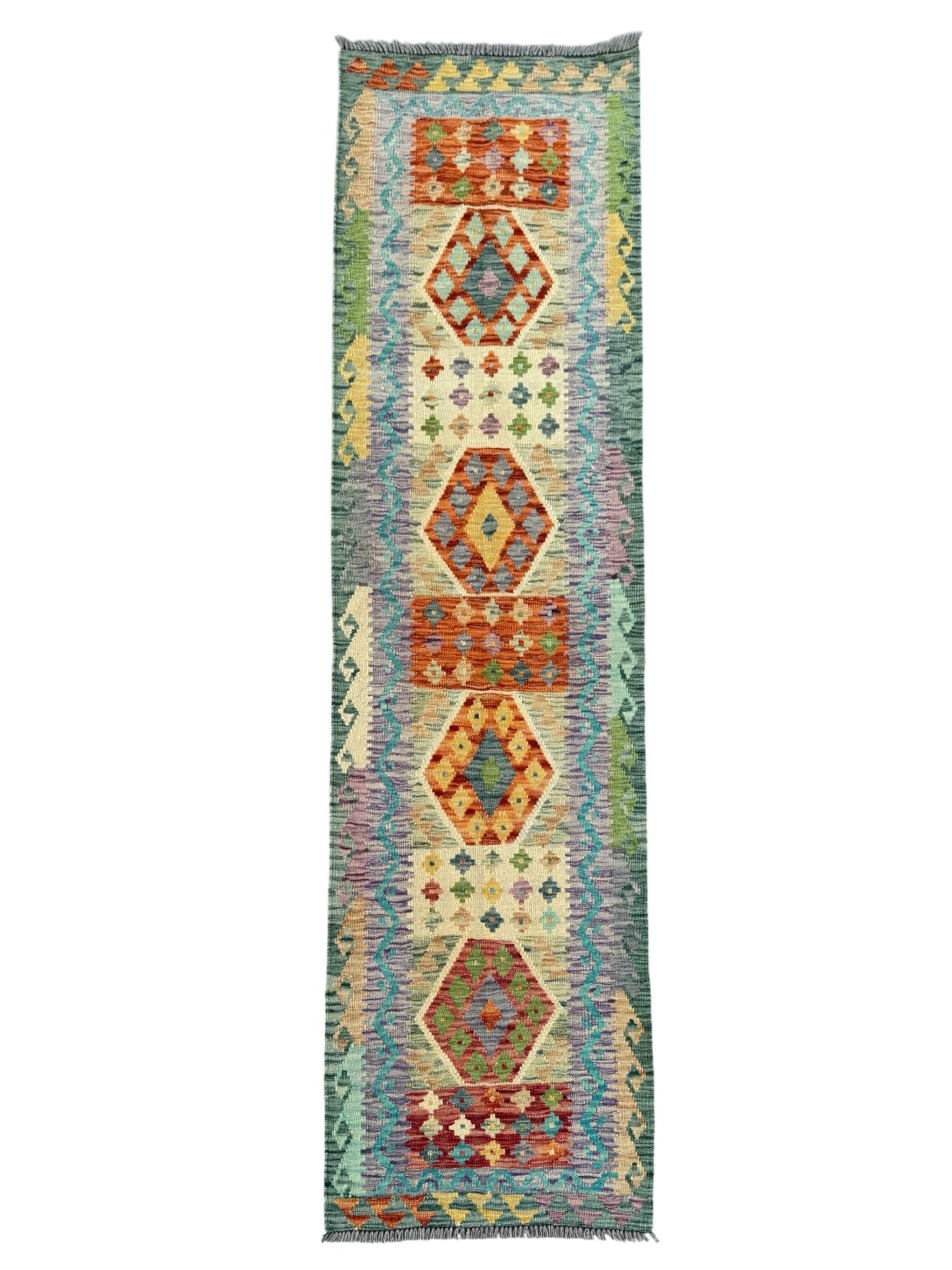 Handmade Afghan Kilim Runner Rug 290 CM x 86 CM Sk#1414